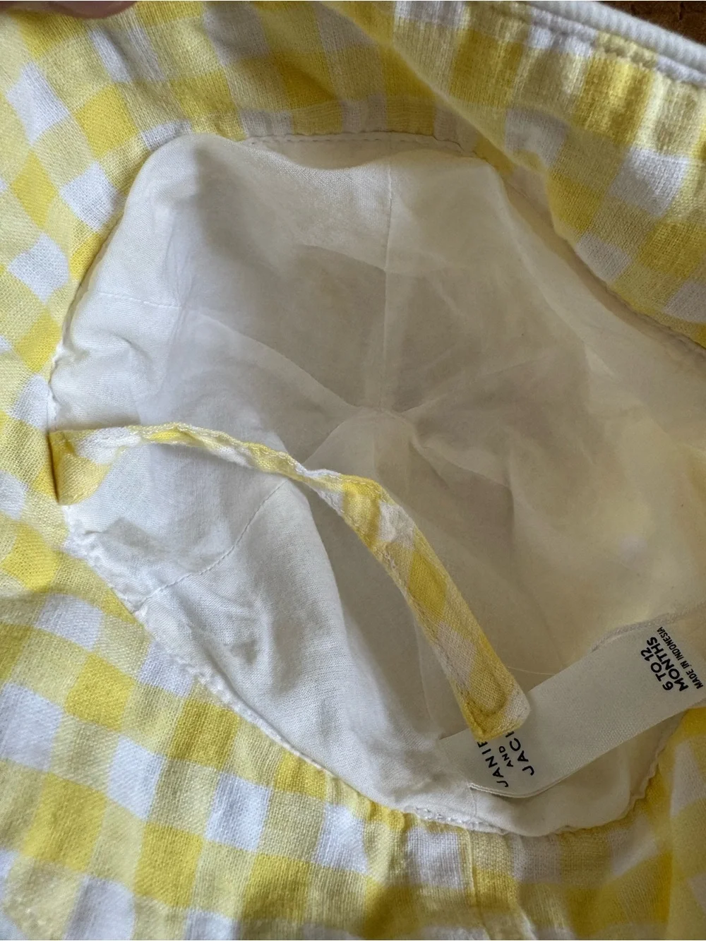 Janie and Jack Yellow and White Gingham Baby Hat